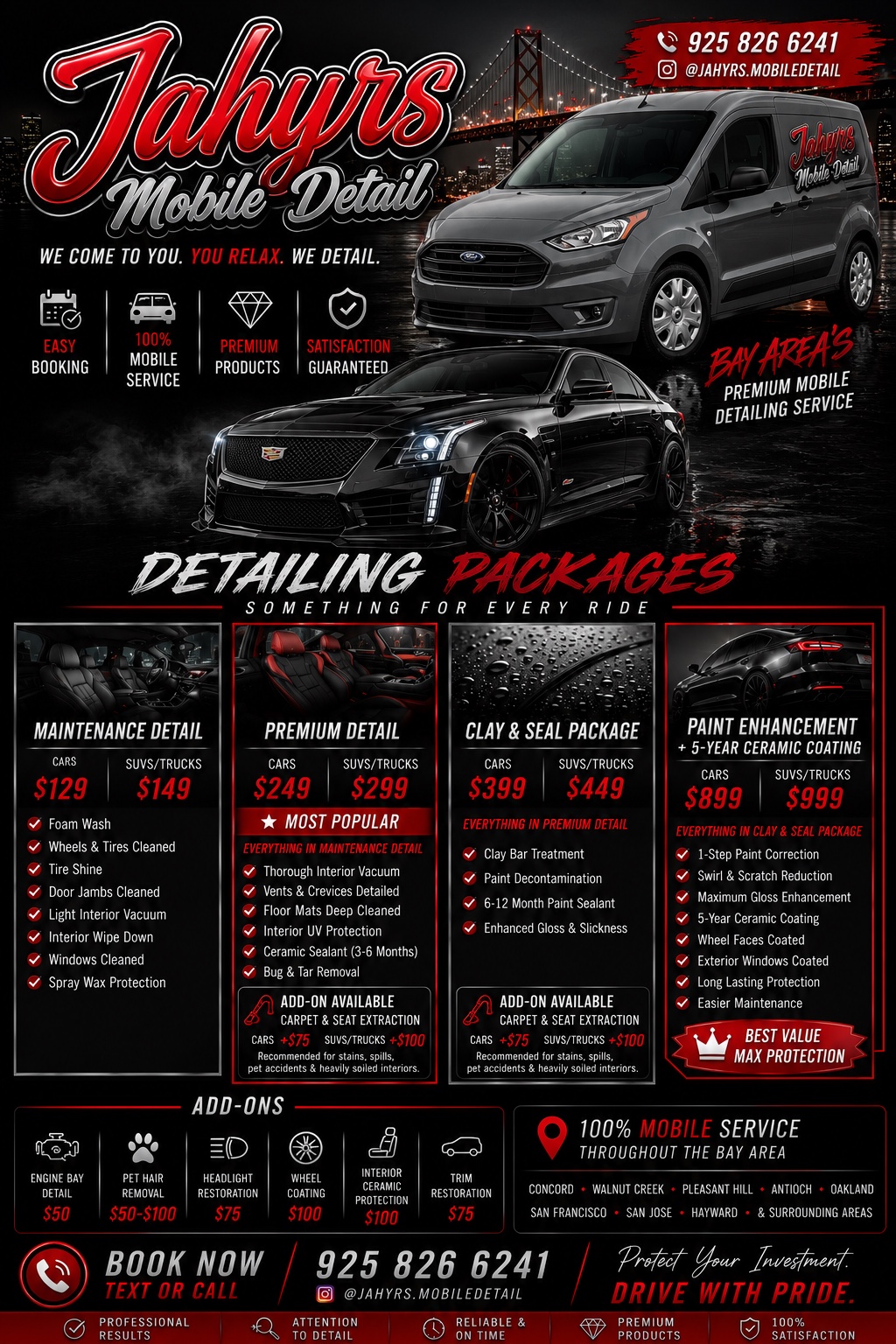 Jahyrs Mobile Detail service and package overview